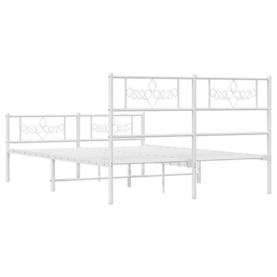 vidaXL Bedframe met hoofd- en voeteneinde metaal wit 120x200 cm