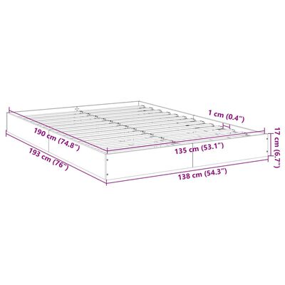 vidaXL Bedframe bewerkt hout gerookt eikenkleurig 135x190 cm