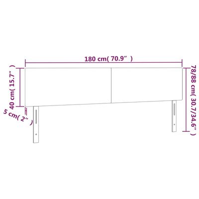 vidaXL Hoofdbord LED 180x5x78/88 cm fluweel lichtgrijs