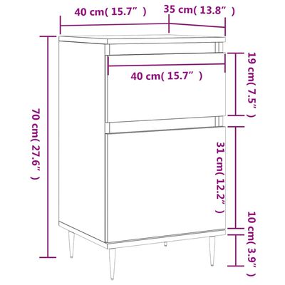 vidaXL Dressoir 40x35x70 cm bewerkt hout betongrijs