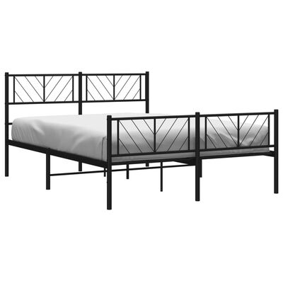 vidaXL Bedframe met hoofd- en voeteneinde metaal zwart 140x190 cm