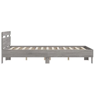 vidaXL Bedframe met hoofdeinde bewerkt hout grijs sonoma 140x200 cm