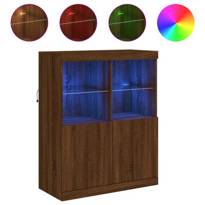 vidaXL Dressoir met LED-verlichting 81x37x100 cm bruin eikenkleur