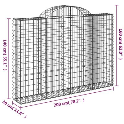 vidaXL Schanskorven 15 st gewelfd 200x30x140/160 cm ijzer