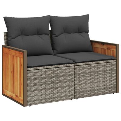 vidaXL 6-delige Loungeset met kussens poly rattan grijs