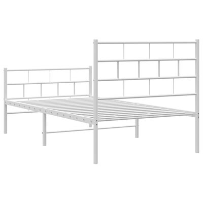 vidaXL Bedframe met hoofd- en voeteneinde metaal wit 90x190 cm