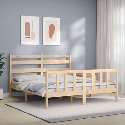 vidaXL Bedframe met hoofdbord massief hout