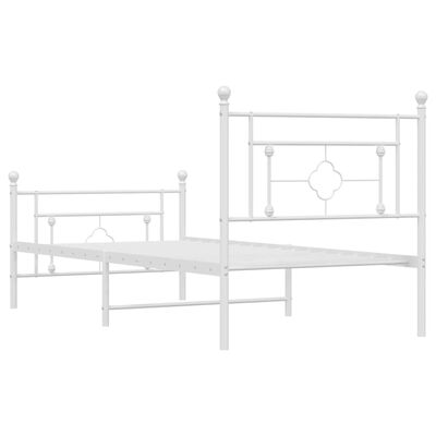 vidaXL Bedframe met hoofd- en voeteneinde metaal wit 100x200 cm