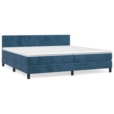 vidaXL Boxspring met matras fluweel donkerblauw 200x200 cm