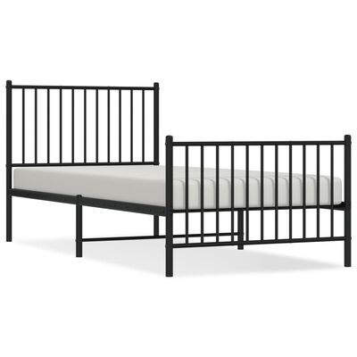 vidaXL Bedframe met hoofd- en voeteneinde metaal zwart 90x200 cm