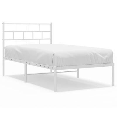 vidaXL Bedframe met hoofdbord metaal wit 100x190 cm