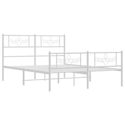 vidaXL Bedframe met hoofd- en voeteneinde metaal wit 135x190 cm