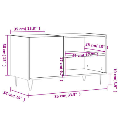 vidaXL Platenkast 85x38x48 cm bewerkt hout bruin eikenkleur