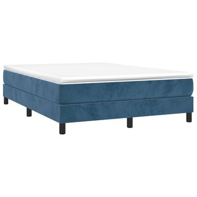 vidaXL Boxspring met matras fluweel donkerblauw 140x190 cm