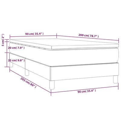 vidaXL Boxspring met matras stof crèmekleurig 90x200 cm