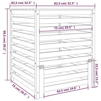 vidaXL Compostbak 82,5x82,5x99,5 cm massief grenenhout grijs