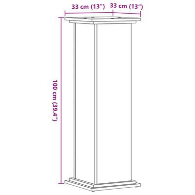 vidaXL Plantenstandaard 33x33x100 cm bewerkt hout oud houtkleurig