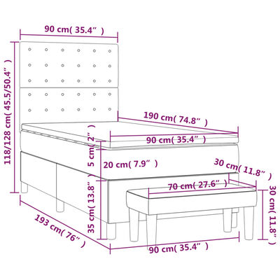 vidaXL Boxspring met matras fluweel zwart 90x190 cm