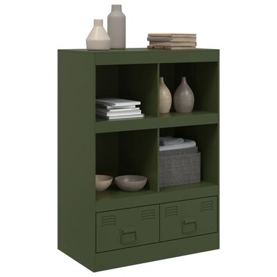 vidaXL Dressoir 67x39x95 cm staal olijfgroen