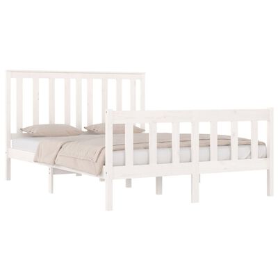 vidaXL Bedframe massief grenenhout wit 135x190 cm 4FT6 Double