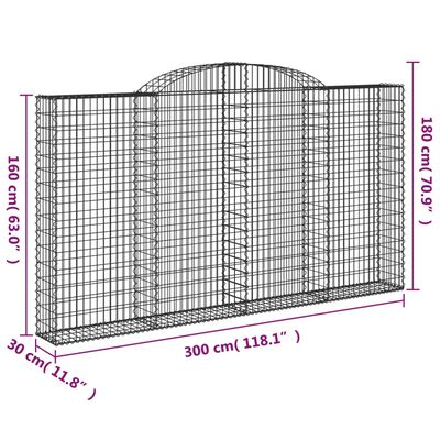 vidaXL Schanskorven 7 st gewelfd 300x30x160/180 cm ijzer