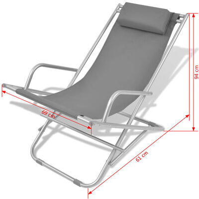 vidaXL Terrasstoelen verstelbaar 2 st staal grijs