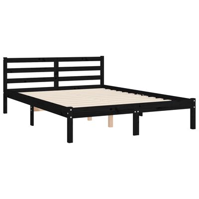 vidaXL Bedframe met hoofdbord massief hout zwart 120x200 cm