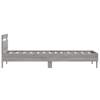 vidaXL Bedframe met hoofdeinde bewerkt hout grijs sonoma 100x200 cm