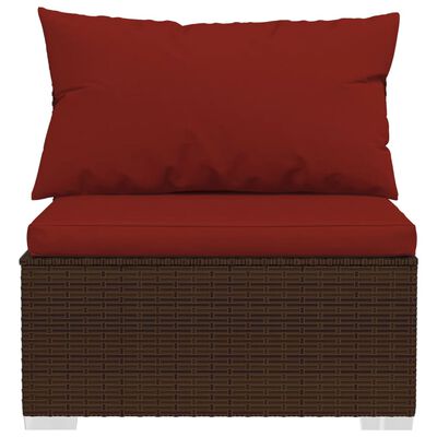 vidaXL 12-delige Loungeset met kussens poly rattan bruin