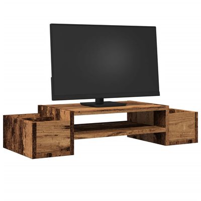 vidaXL Monitorstandaard met opbergruimte 70x27x15 cm hout oud hout