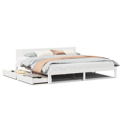 vidaXL Bedframe met lades massief grenenhout wit 180x200 cm