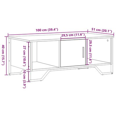 vidaXL Salontafel 100x51x40 cm bewerkt hout zwart