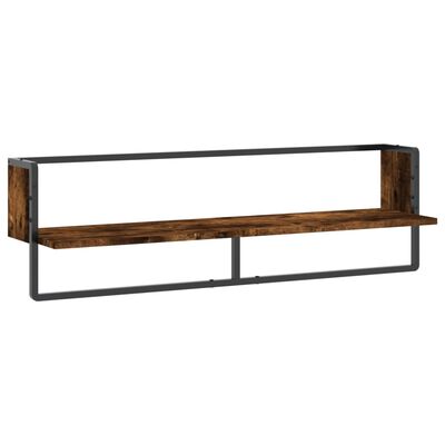 vidaXL Wandschap met stang 100x25x30 cm gerookt eikenkleurig