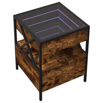 vidaXL Salontafel met Infinity LED 40x40x51 cm gerookt eikenkleurig