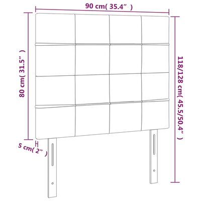 vidaXL Hoofdbord LED 90x5x118/128 cm fluweel lichtgrijs