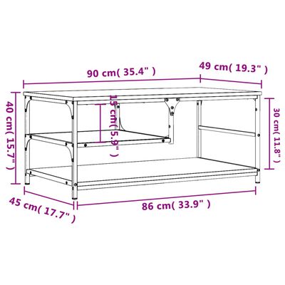 vidaXL Salontafel 90x49x40 cm bewerkt hout zwart