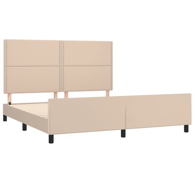 vidaXL Bedframe met hoofdbord kunstleer cappuccinokleurig 180x200 cm