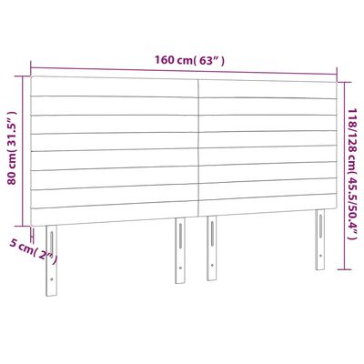 vidaXL Hoofdbord LED 160x5x118/128 cm stof donkergrijs