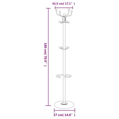 vidaXL Kapstok met parapluhouder 180 cm gepoedercoat ijzer zwart