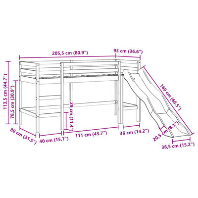 vidaXL Kinderhoogslaper zonder matras massief grenenhout 80x200 cm