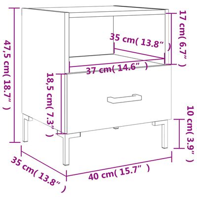 vidaXL Nachtkastje 40x35x47,5 cm bewerkt hout hoogglans wit