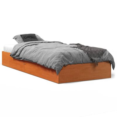 vidaXL Bedframe zonder matras massief grenenhout wasbruin 75x190 cm