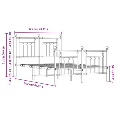 vidaXL Bedframe met hoofd- en voeteneinde metaal zwart 120x200 cm