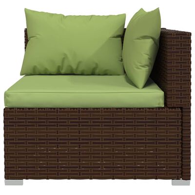 vidaXL 10-delige Loungeset met kussens poly rattan bruin