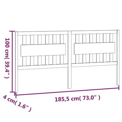 vidaXL Hoofdbord 185,5x4x100 cm massief grenenhout wit