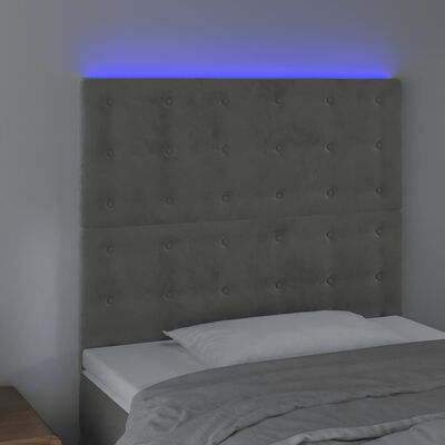 vidaXL Hoofdbord LED 100x5x118/128 cm fluweel lichtgrijs