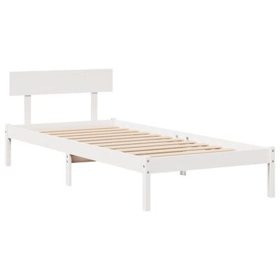 vidaXL Bedframe zonder matras massief grenenhout wit 90x200 cm