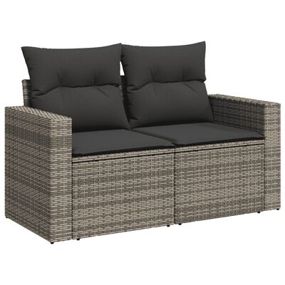 vidaXL 7-delige Loungeset met kussens poly rattan grijs