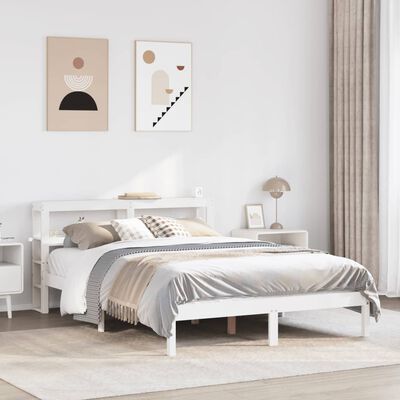 vidaXL Bedframe zonder matras massief grenenhout wit 120x190 cm