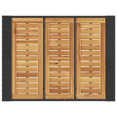 vidaXL Tuinbartafel acaciahouten blad 105x80x110 cm poly rattan zwart